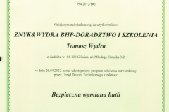 UDT wymiana butli gazowej