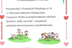 podziękowania przedszkole nr 36 pierwsza pomoc